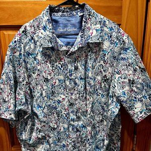 Robert Graham Mens 3XLT Ringsted Paisley Button Down Short Slv Shirt White